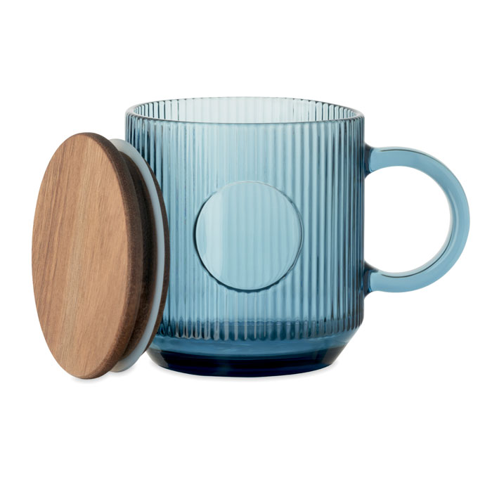 Mug Verre Strié Couvercle Acacia personnalisé TICOT – Image 2