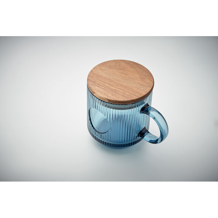 Mug Verre Strié Couvercle Acacia personnalisé TICOT – Image 3