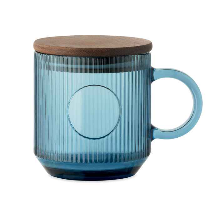 Mug Verre Strié Couvercle Acacia personnalisé TICOT