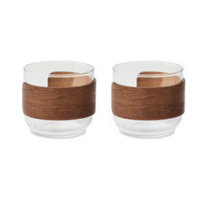 Set 2 Tasses en Verre Poignée Bois Personnalisées BOGOTA