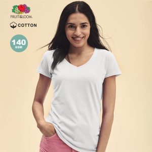 T-shirt Blanc Femme Col V Personnalisé Neck ICONIC