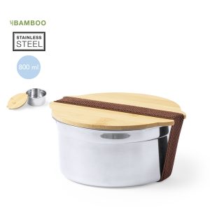 Lunch Box Ronde Bambou & Inox Personnalisée TRUIT