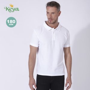Polo Homme Blanc KEYA MPS180 Personnalisé
