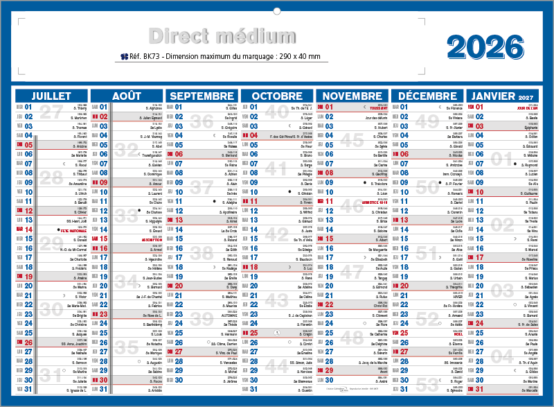 Calendrier VAISE - BK73-2