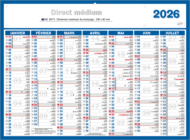Calendrier VAISE - BK73