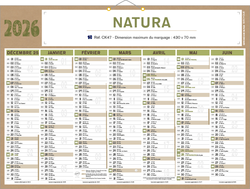 Calendrier NATURA - CK47